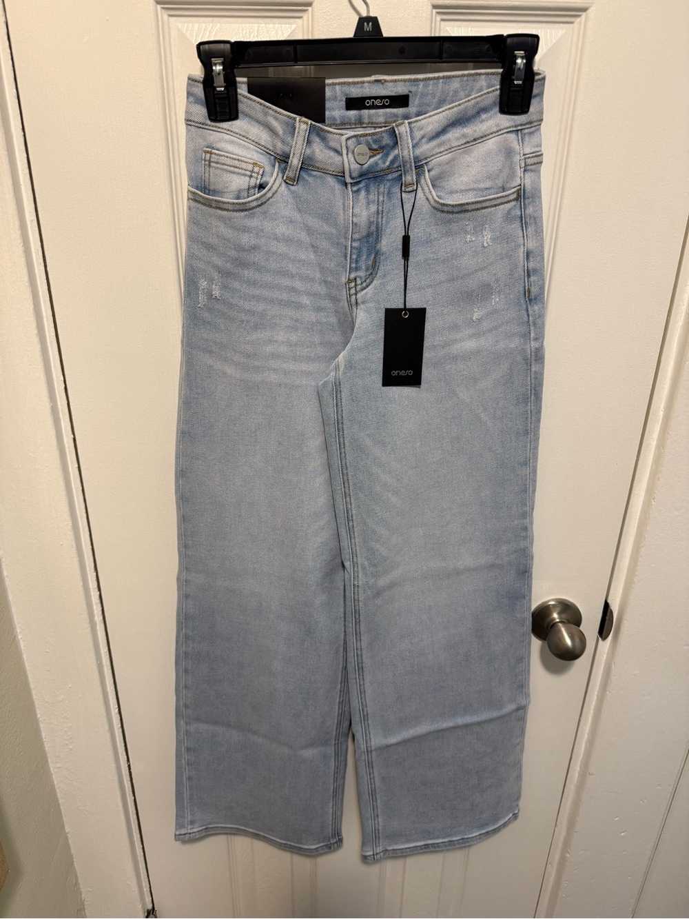 24 Oneso Mid Rise Wide Leg Jeans Light Blue NWT
